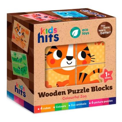 Деревянные кубики Kids hits Красочный зоопарк 4шт KH20/023