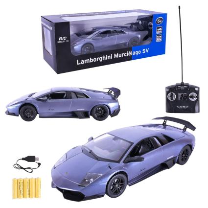 Спорткар на пульті MZ 33см Lamborghini 1:14 на акумуляторі, гумові колеса/світло, фіолетова