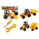 Машинка-конструктор Toys-Plast Трактор с прицепом 40см отвертка/ключ, желтый