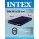 Intex матрац одномісний 76х191х25см флоковане покриття, клапан 2в1 до 137кг