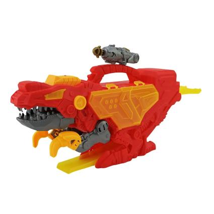 Трек-паркинг Star Toys Динозавр красный 43 см стреляет стрелами 4 машинки, свет и звук