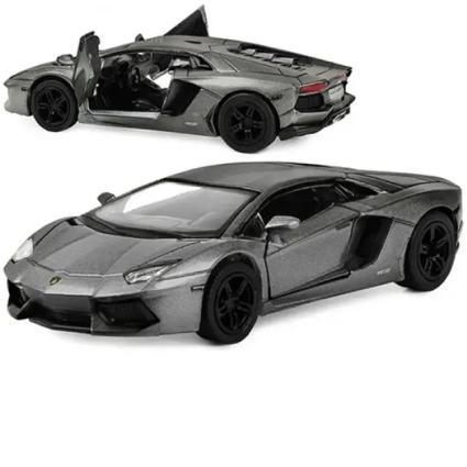 Машинка инерционная Kinsmart "Lamborghini Aventador LP 700-4" темно-серая 12 см двери открываются, модель 1:38