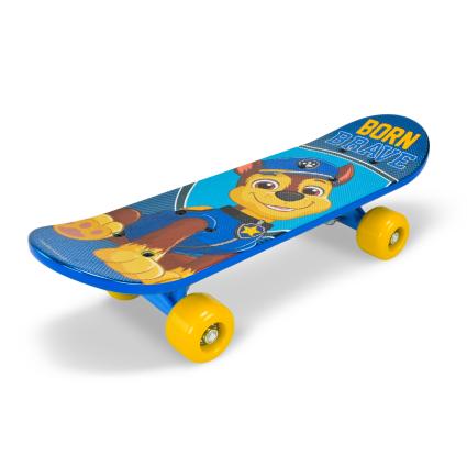 Детский скейт Paw Patrol 43 см, скейтборд Щенячий патруль PVC колёса с металлическим эффектом, двухсторонний принт Чейз синий