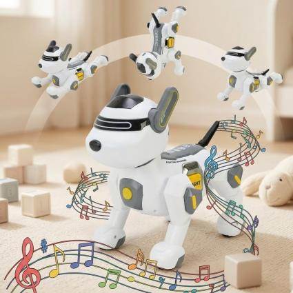 Щенок робот на пульте управления Lean Toys смарт питомец на английском языке с сенсорным управлением