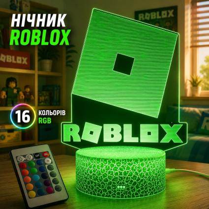 Roblox ночник 3D Led-лампа Роблокс 20см акриловая с 7 цветами подсветки, сенсорное и дистанционное управление