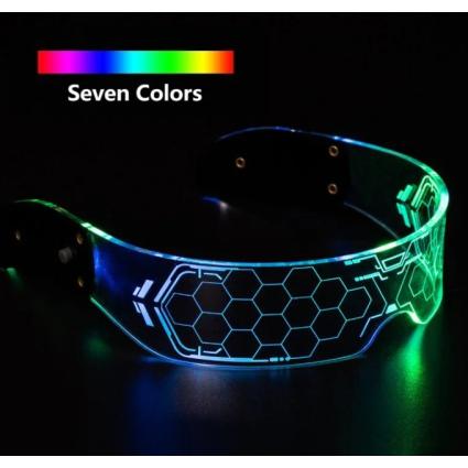 Очки неоновые LED подсветка 7 цветов, с миганием, светящиеся очки для вечеринок со светодиодной подсветкой