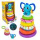 Музична пірамідка Сонячний зайчик 25см інтерактивне слоненя, тактильні кільця