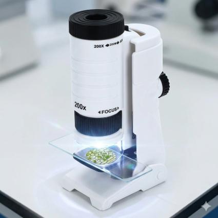 Микроскоп детский портативный Scientific 200x увеличение 13см с LED-подсветкой