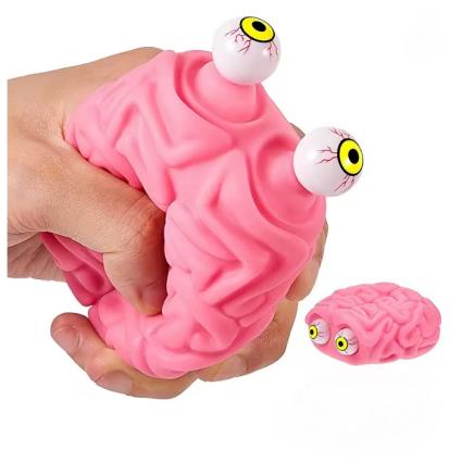 Сквиш Мозги с глазами, игрушка антистресс Flippy brain Пучеглазый мозг, розовый 6,5 см