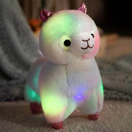Лама мягкая игрушка с Led-подсветкой 27см, плюшевая лама со светом, светящяяся милая лама на батарейках