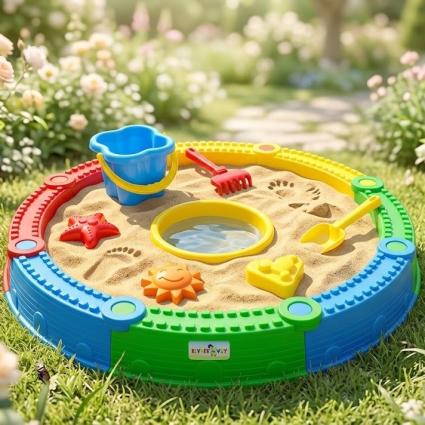 Разборная пластиковая песочница Kinderway с набором для игры в песке 110см