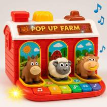 Музыкальная ферма Pop up Farm 25 см с подвижными элементами, пианино, светом и звуками животных 4 режима на батарейках