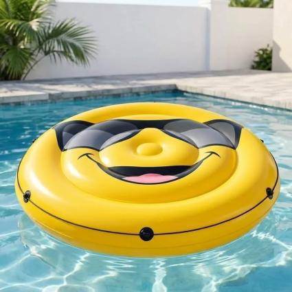 Надувной матрас-плотик Intex Смайл 173см желтый пляжный плот Emoji Smile для плавания