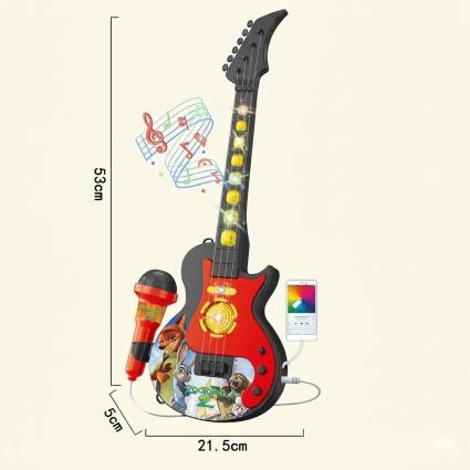 Детская музыкальная электрогитара с микрофоном и подсветкой Rock Talent Зверополис 2 подключается к смартфону