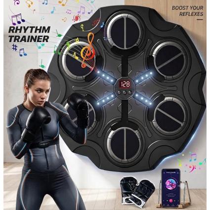 Настенный музыкальный боксерский тренажер с Bluetooth и перчатками Music Boxing Target с подсветкой на аккумуляторе