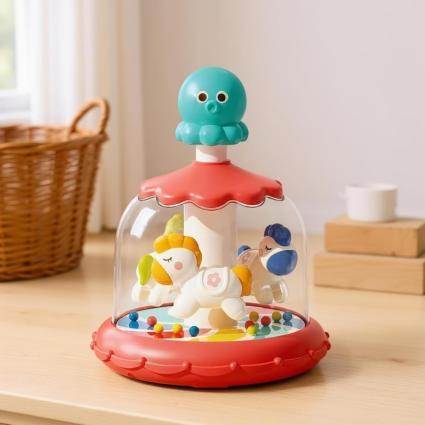 Интерактивная юла-карусель YG Toys с автоматическим вращением 18,5 см развивающая игрушка с фигурками, светом и звуком