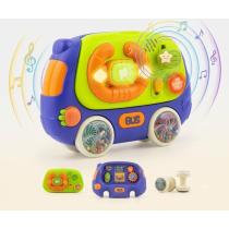 Модульная интерактивная игрушка Автобус WToys 2в1 бизиборд и съемный руль со звуком и светом