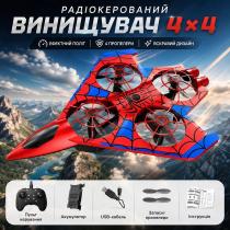 Детский радиоуправляемый самолет-дрон Spiderman 21 см с LED-подсветкой и трюками 360° квадрокоптер Человек-паук красный