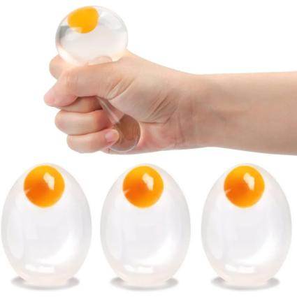 Сквиш-яйцо Funky Egg с подвижным желтком 6 см эластичная игрушка-антистресс тянется и прилипает к стене с ASMR эффектом