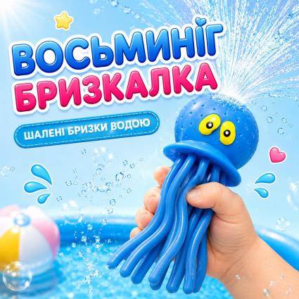 Осьминог свиш 16 см, брызгающий водой осьминожка, игрушка брызгающая водой от сжимания, жмякалка-брызгалка октопус