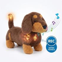 Интерактивная мягкая игрушка Такса повторюшка Baby Sunki, Музыкальная собака с записью голоса и светящимся хвостом