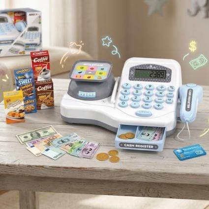 Детская касса супермаркет Cash Register кассовый аппарат с  калькулятором и сканером, весами и аксессуарами 18дет