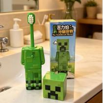 Детская зубная щетка Creeper Minecraft со съемным колпачком и мягкой щетиной, дорожная зубная щетка Крипер Майнкрафт