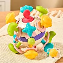 Развивающая погремушка Space Teether Ball с фигурками планет и пальчиковыми играми 11 см со спиннером и прорезывателем