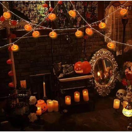 Гирлянда из тыкв на Хеллоуин LED 10 фонариков 1.5 м гирлянда Тыквы Halloween на батарейках, декор на Хэллоуин для дома