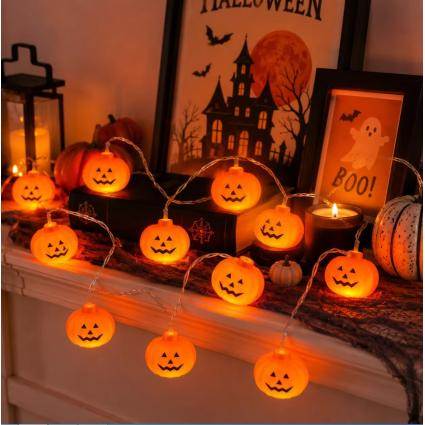 Гирлянда из тыкв на Хеллоуин LED 10 фонариков 1.5 м гирлянда Тыквы Halloween на батарейках, декор на Хэллоуин для дома
