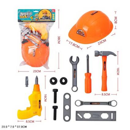 Детский набор инструментов Star Toys 37см каска, молоток, дрель, отвертка 333H-3