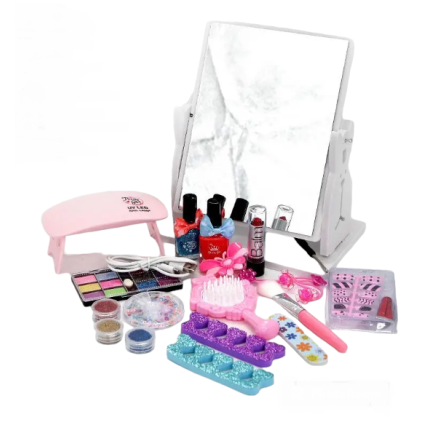 Набір стиліста Shantou Jinxing Dressing table set дзеркало, косметика, лаки, лампа для сушіння нігтів