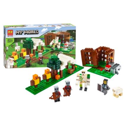 Конструктор Minecraft Логово разбойников My World 321 деталь Майнкрафт блоковый игровой набор 5 фигурок