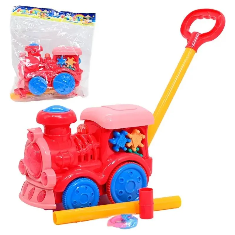 Каталка на паличці Star Toys Паровозик 21см, рухомі шестерні, ручка-тримач 50см