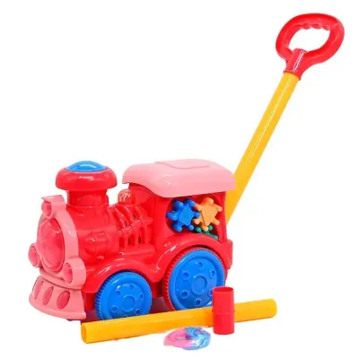 Каталка на паличці Star Toys Паровозик 21см, рухомі шестерні, ручка-тримач 50см