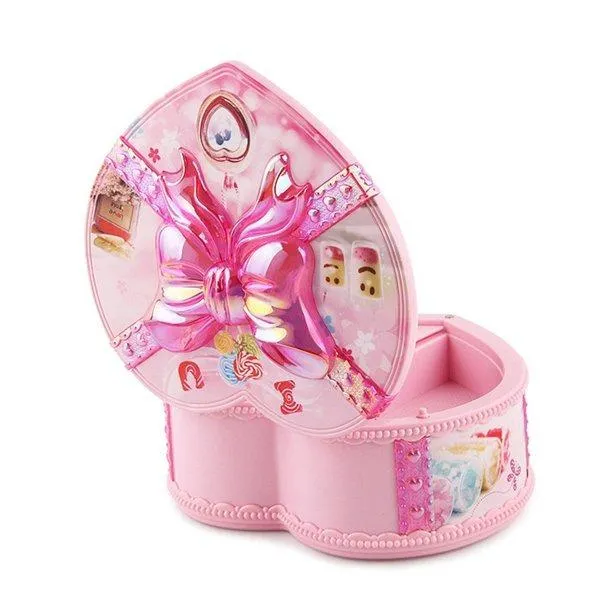 Шкатулка музыкальная A-Toys заводная, сердце с балериной и зеркалом