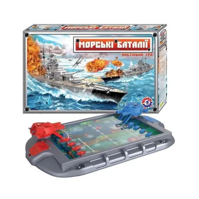 Настольная игра "ТехноК" Морские баталии 8 кораблей 2 перезарядные пушки 52х32