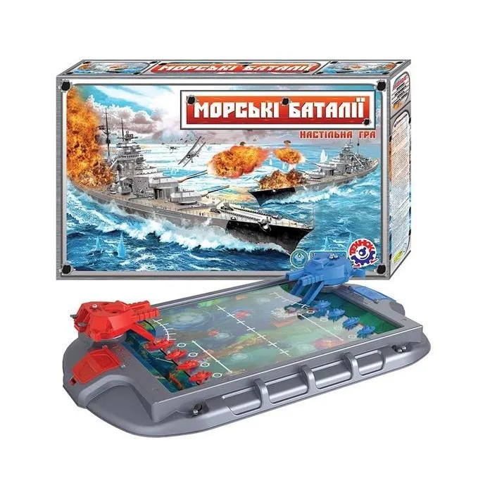 Настольная игра "ТехноК" Морские баталии 8 кораблей 2 перезарядные пушки 52х32