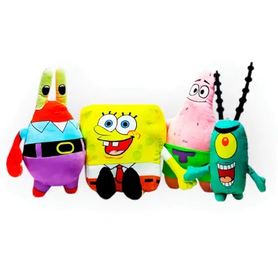 Мягкие игрушки Губка Боб: Patrick, Spongebob, Krabbs, Plankton набор героев 32см
