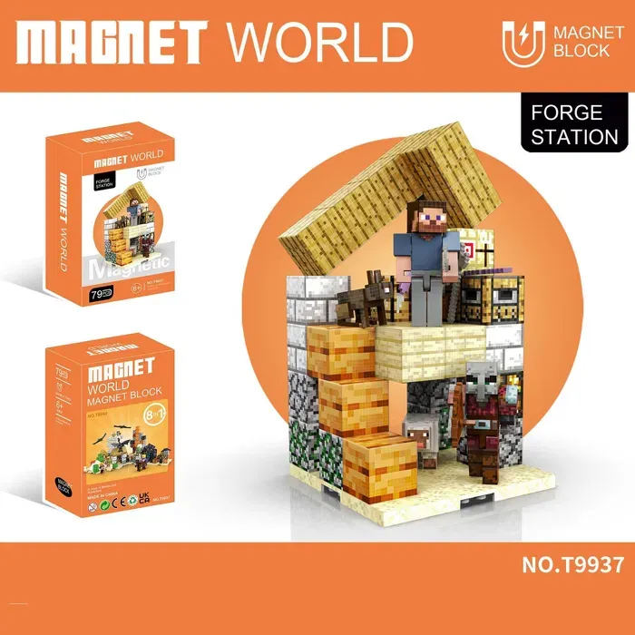 Minecraft Магнитный конструктор "Кузница" Magnet World 8в1 фигурки персонажей 79деталей