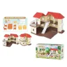Домик кукольный Anbeiya Happy Family раскладной/двухэтажный 31х31х34см с мебелью и фигурками флоксовых котиков