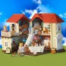 Домик кукольный Anbeiya Happy Family раскладной/двухэтажный 31х31х34см с мебелью и фигурками флоксовых котиков