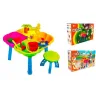 Столик для песка Kinder Way 4 отсека 60см со стульчиком и песочным набором: лейка, ведро, формочки