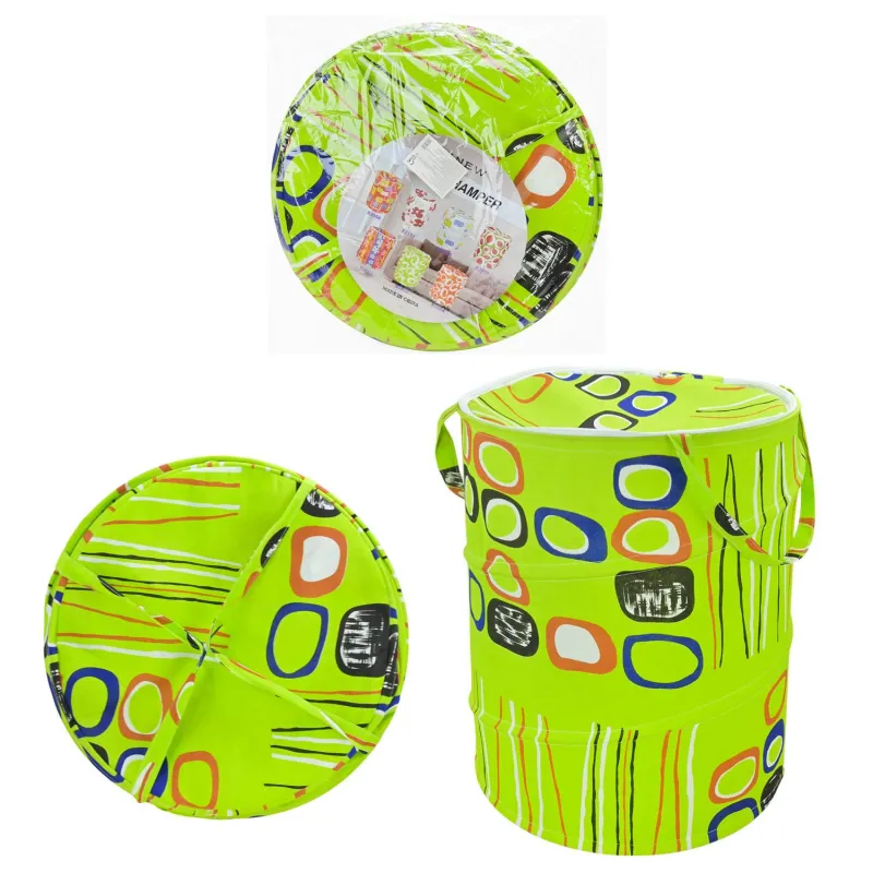 Корзина для игрушек Asnew 50см складная круглая с ручками и крышкой на молнии, сумка