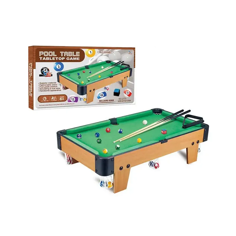 Настольный бильярд детский Star Toys деревянный стол 49×28×17 см шары и кий игровой набор