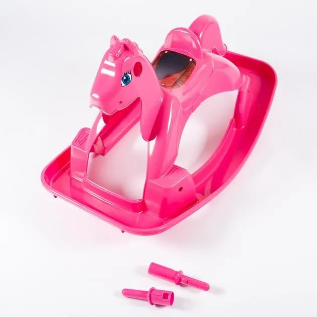 Качалка-лошадка Doloni Toys 90х50см пластиковая с ручками, розовая до 30 кг