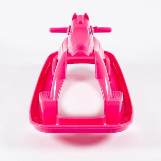 Качалка-лошадка Doloni Toys 90х50см пластиковая с ручками, розовая до 30 кг