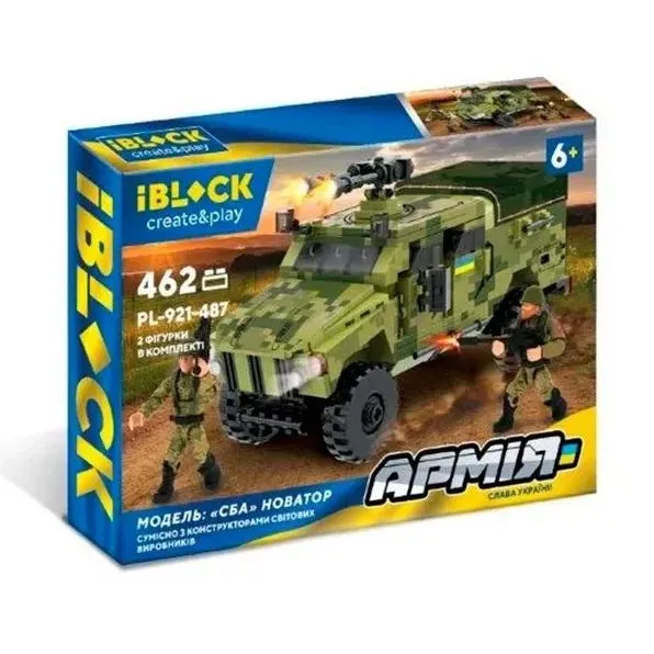 Конструктор Армия бронемашина Новатор IBlock 462 детали 2 фигурки открываются двери