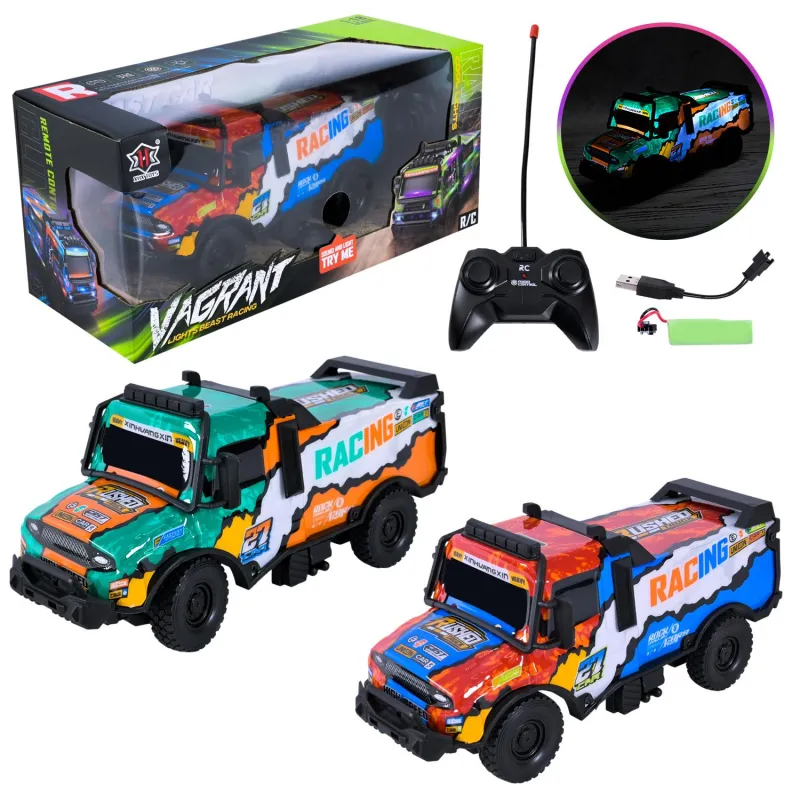 Гоночный грузовик на радиоуправлении XHX TOYS 22 см с аккумулятором и светящимся корпусом