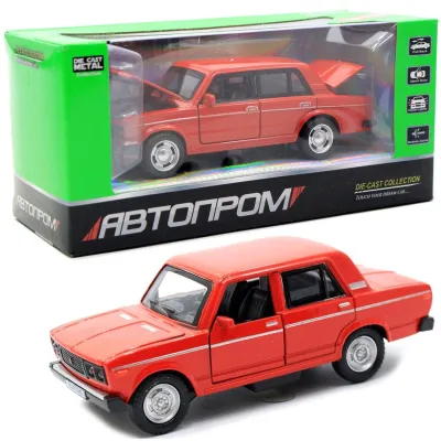 Автомодель инерционная "АВТОПРОМ" ВАЗ-2106 красная 1:32 открываются двери, капот, багажник со светом и звуком